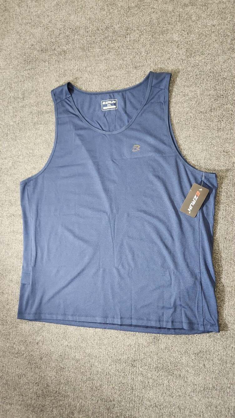 EZRUN Men's Quick Dry Athletic Tank Top Workout Running Gym Shirt Navy Blue 2XL